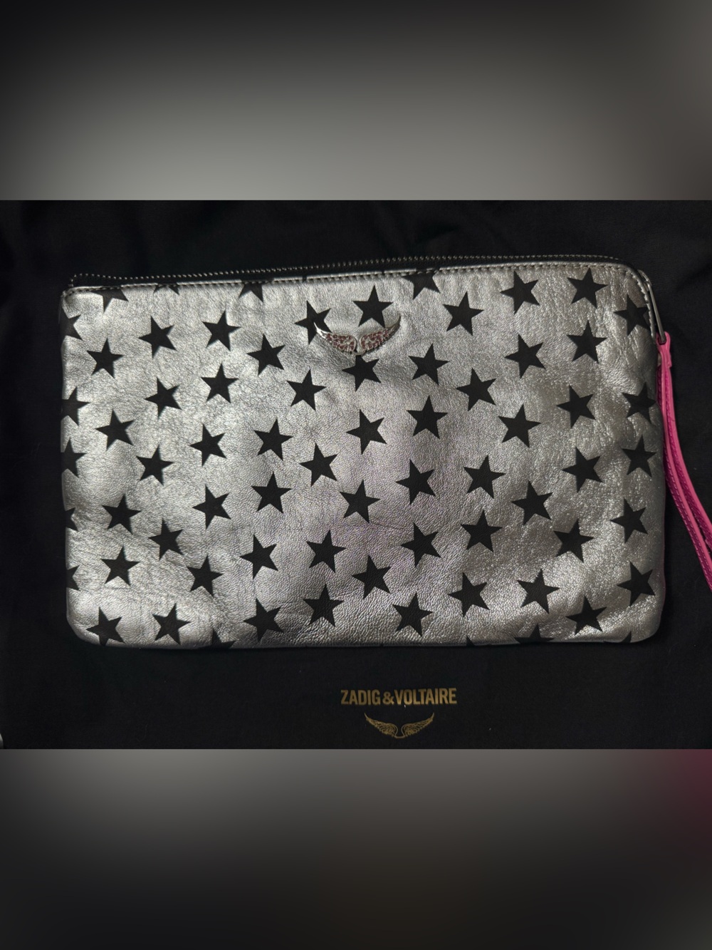 Zadig & Voltaire Silver Star-Print Wristlet